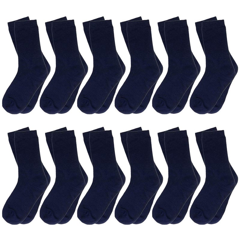 Falari 12-Pack Boy Toddler Kids Cotton Crew Socks 2-4 Navy - Image 1